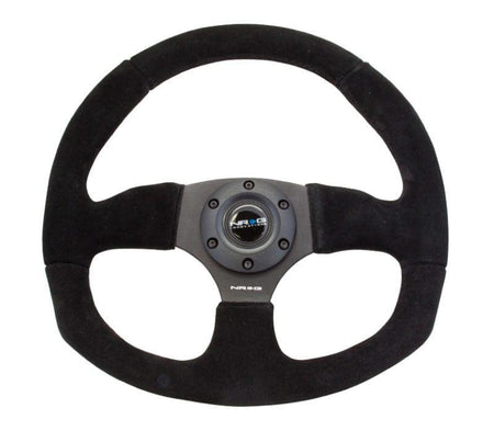 NRG - Reinforced Steering Wheel - Suede Leather Steering Wheel w/ BLACK stitch Steering Wheels - 3 Spokes Suede-RST-009S - RZCrewGarage