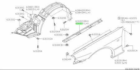 OEM Nissan - Fender Stiffener Bracket, LH  - Nissan - Skyline GT-R BNR34 - Default Title 63121-AA400 - Rzcrew Garage